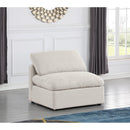  Manufacturer Color_Cream -- Indulge Cream Linen Textured Fabric Upholstered Modular Armless Chair IMAGE 2
