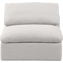  Manufacturer Color_Cream -- Indulge Cream Linen Textured Fabric Upholstered Modular Armless Chair IMAGE 4