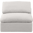 Meridian Indulge Cream Linen Textured Fabric Armless Chair IMAGE 4