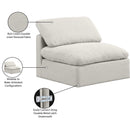 Meridian Indulge Cream Linen Textured Fabric Armless Chair IMAGE 9