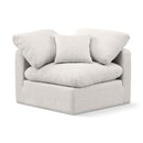  Manufacturer Color_Cream -- Indulge Cream Linen Textured Fabric Upholstered Modular Corner Chair IMAGE 1
