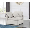 Manufacturer Color_Cream -- Indulge Cream Linen Textured Fabric Upholstered Modular Corner Chair IMAGE 2