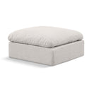  Manufacturer Color_Cream -- Indulge Cream Linen Textured Fabric Upholstered Modular Ottoman IMAGE 1