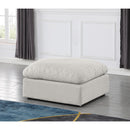  Manufacturer Color_Cream -- Indulge Cream Linen Textured Fabric Upholstered Modular Ottoman IMAGE 2