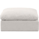 Manufacturer Color_Cream -- Indulge Cream Linen Textured Fabric Upholstered Modular Ottoman IMAGE 3