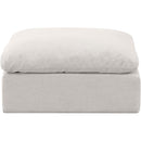 Meridian Indulge Cream Linen Textured Fabric Ottoman IMAGE 3