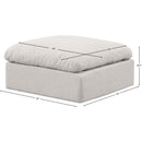 Meridian Indulge Cream Linen Textured Fabric Ottoman IMAGE 5