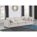  Manufacturer Color_Cream -- Indulge 105" Cream Linen Textured Fabric Upholstered 3 pc Modular Sofa IMAGE 2