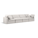  Manufacturer Color_Cream -- Indulge 140" Cream Linen Textured Fabric Upholstered 4 pc Modular Sofa IMAGE 1