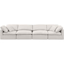  Manufacturer Color_Cream -- Indulge 140" Cream Linen Textured Fabric Upholstered 4 pc Modular Sofa IMAGE 4
