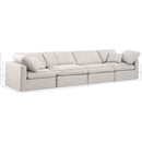 Meridian Indulge Cream Linen Textured Fabric Modular Sofa IMAGE 8