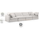 Meridian Indulge Cream Linen Textured Fabric Modular Sofa IMAGE 9