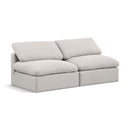  Manufacturer Color_Cream -- Indulge 70" Cream Linen Textured Fabric Upholstered 2 pc Armless Modular Loveseat IMAGE 1