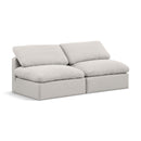 Meridian Indulge Cream Linen Textured Fabric Modular Sofa IMAGE 1