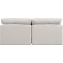  Manufacturer Color_Cream -- Indulge 70" Cream Linen Textured Fabric Upholstered 2 pc Armless Modular Loveseat IMAGE 3