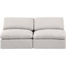  Manufacturer Color_Cream -- Indulge 70" Cream Linen Textured Fabric Upholstered 2 pc Armless Modular Loveseat IMAGE 4
