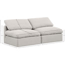 Meridian Indulge Cream Linen Textured Fabric Modular Sofa IMAGE 7