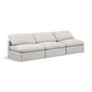  Manufacturer Color_Cream -- Indulge 105" Cream Linen Textured Fabric Upholstered 3 pc Armless Modular Sofa IMAGE 1