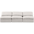  Manufacturer Color_Cream -- Indulge 105" Cream Linen Textured Fabric Upholstered 3 pc Armless Modular Sofa IMAGE 4