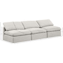  Manufacturer Color_Cream -- Indulge 105" Cream Linen Textured Fabric Upholstered 3 pc Armless Modular Sofa IMAGE 7