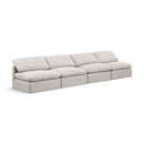  Manufacturer Color_Cream -- Indulge 140" Cream Linen Textured Fabric Upholstered 4 pc Armless Modular Sofa IMAGE 1