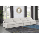  Manufacturer Color_Cream -- Indulge 140" Cream Linen Textured Fabric Upholstered 4 pc Armless Modular Sofa IMAGE 2