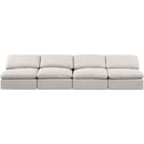  Manufacturer Color_Cream -- Indulge 140" Cream Linen Textured Fabric Upholstered 4 pc Armless Modular Sofa IMAGE 4
