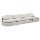  Manufacturer Color_Cream -- Indulge 140" Cream Linen Textured Fabric Upholstered 4 pc Armless Modular Sofa IMAGE 7