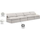  Manufacturer Color_Cream -- Indulge 140" Cream Linen Textured Fabric Upholstered 4 pc Armless Modular Sofa IMAGE 8