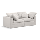  Manufacturer Color_Cream -- Indulge 70" Cream Linen Textured Fabric Upholstered 2 pc Modular Loveseat IMAGE 1