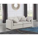  Manufacturer Color_Cream -- Indulge 70" Cream Linen Textured Fabric Upholstered 2 pc Modular Loveseat IMAGE 2