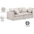  Manufacturer Color_Cream -- Indulge 70" Cream Linen Textured Fabric Upholstered 2 pc Modular Loveseat IMAGE 9
