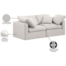 Meridian Indulge Cream Linen Textured Fabric Modular Sofa IMAGE 9