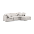  Manufacturer Color_Cream -- Indulge 105" Cream Linen Textured Fabric Upholstered 4 pc Modular Sectional IMAGE 1