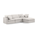  Manufacturer Color_Cream -- Indulge 105" Cream Linen Textured Fabric Upholstered 4 pc Modular Sectional IMAGE 1