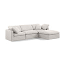 Meridian Indulge Cream Linen Textured Fabric Modular Sectional IMAGE 1