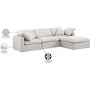  Manufacturer Color_Cream -- Indulge 105" Cream Linen Textured Fabric Upholstered 4 pc Modular Sectional IMAGE 9