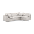  Manufacturer Color_Cream -- Indulge 105" Cream Linen Textured Fabric Upholstered 4 pc Modular Sectional IMAGE 1