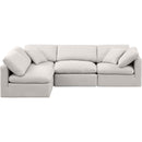  Manufacturer Color_Cream -- Indulge 105" Cream Linen Textured Fabric Upholstered 4 pc Modular Sectional IMAGE 4