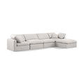  Manufacturer Color_Cream -- Indulge 140" Cream Linen Textured Fabric Upholstered 5 pc Modular Sectional IMAGE 1