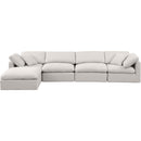  Manufacturer Color_Cream -- Indulge 140" Cream Linen Textured Fabric Upholstered 5 pc Modular Sectional IMAGE 4