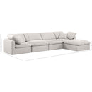 Manufacturer Color_Cream -- Indulge 140" Cream Linen Textured Fabric Upholstered 5 pc Modular Sectional IMAGE 8