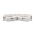  Manufacturer Color_Cream -- Indulge 105" Cream Linen Textured Fabric Upholstered 5 pc Modular Sectional IMAGE 1