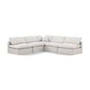  Manufacturer Color_Cream -- Indulge 105" Cream Linen Textured Fabric Upholstered 5 pc Modular Sectional IMAGE 1