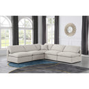  Manufacturer Color_Cream -- Indulge 105" Cream Linen Textured Fabric Upholstered 5 pc Modular Sectional IMAGE 2