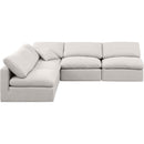  Manufacturer Color_Cream -- Indulge 105" Cream Linen Textured Fabric Upholstered 5 pc Modular Sectional IMAGE 4