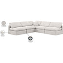  Manufacturer Color_Cream -- Indulge 105" Cream Linen Textured Fabric Upholstered 5 pc Modular Sectional IMAGE 9