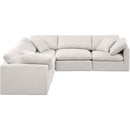  Manufacturer Color_Cream -- Indulge 105" Cream Linen Textured Fabric Upholstered 5 pc Modular Sectional IMAGE 4