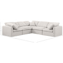 Manufacturer Color_Cream -- Indulge 105" Cream Linen Textured Fabric Upholstered 5 pc Modular Sectional IMAGE 9