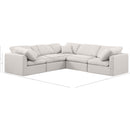 Meridian Indulge Cream Linen Textured Fabric Modular Sectional IMAGE 9